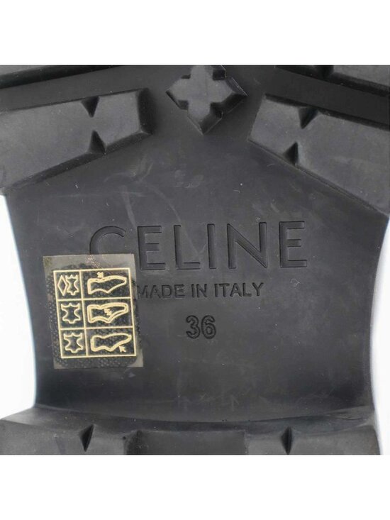 CELINE BULKY LACED UP BOOT IN NYLON AND SHINY BULL - BLACK  Celine Bulky Buckle Medium Boots Be0212 Black 36